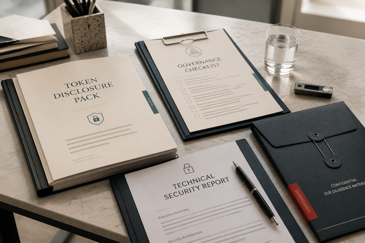 Token listing due-diligence file, custody device and realistic project records
